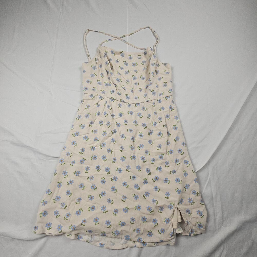 Floral Mini Dress by Kendall & Kylie S Cream Blue Flower Spaghetti Strap